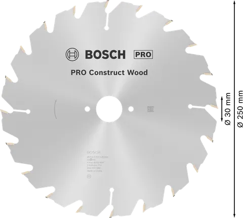Hoja de sierra circular Bosch PRO Construct Wood de 250 mm.