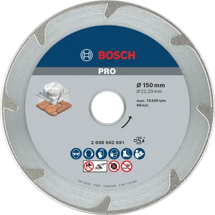 Disco de diamante Bosch PRO Marble para cortar piedra, 150 mm.