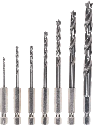 Juego de brocas Bosch PRO Wood HSS con punta de clavo, 7 piezas.