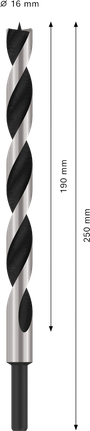 Broca de punta fina para madera Bosch PRO 16x190x250 mm.