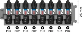 Puntas de impacto Bosch PRO Phillips PH2 de 25 mm, paquete de 8.