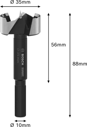 Broca Forstner para Madera EXPERT Bosch de 35 mm de diámetro.