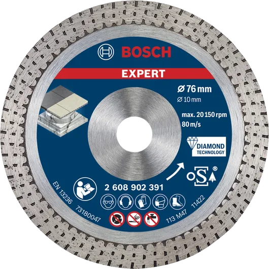Disco de corte de diamante Bosch EXPERT Hard Ceramic de 76 mm.