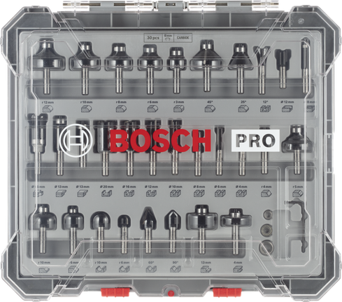 Juego de 30 brocas para fresadora Bosch PRO.