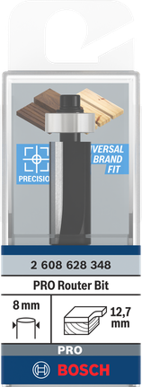 Broca fresadora Bosch PRO de 12,7×25,4 mm y vástago de 8 mm.