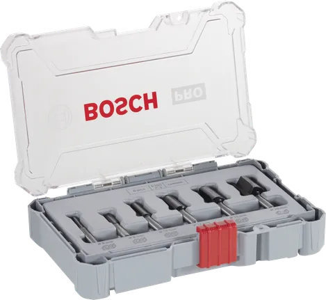 Juego de brocas para fresadora Bosch PRO rectas, vástago de 6 mm, 6 piezas.