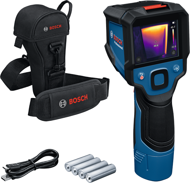 Cámara térmica Bosch GTC 12V-450 con estuche y baterías.