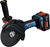 Amoladora angular inalámbrica Bosch EXWS18V-180P con batería de 18 V.