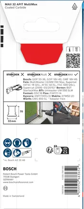 Bosch EXPERT PAIZ 32 AIT MetalMax hoja de corte por inmersión 32×70 mm.
