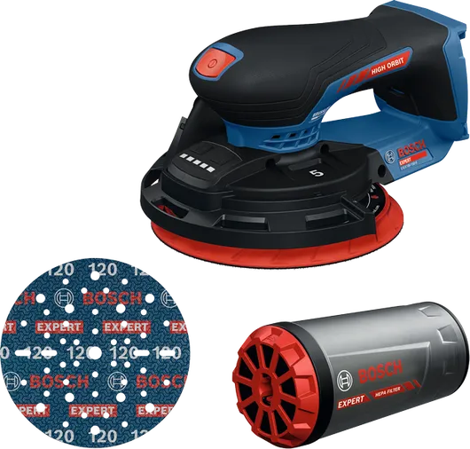 Juego de lijadora orbital inalámbrica Bosch EXEX18V-150-5.