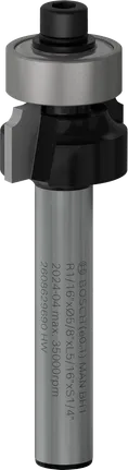 Fresa para router Bosch PRO de redondeo R, vástago de 1/16 de pulgada, 1/4 de pulgada.