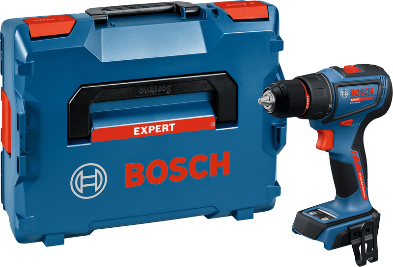 Taladro inalámbrico Bosch EXSR18V-90 con maletín de transporte.