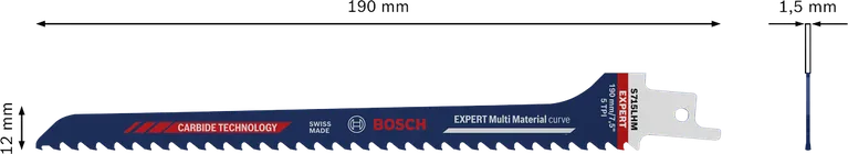Hoja de sierra recíproca curva Bosch EXPERT Multi Material.