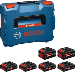 Juego de baterías Bosch con 4x EXBA18V-40 y 2x EXBA18V-80.