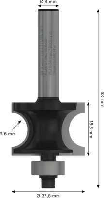 Broca fresadora Bosch PRO con guía de punta R 6, vástago de 8 mm.