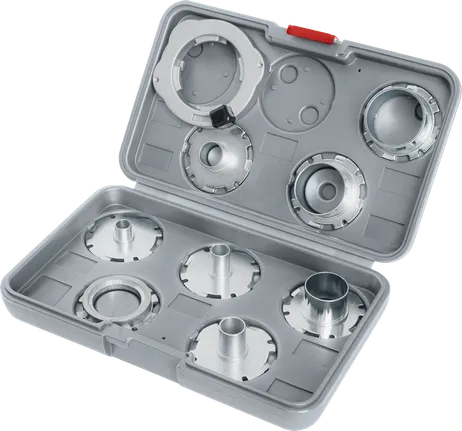 Juego de guía y plantilla métrica Bosch PRO para fresadora, 9 piezas en estuche.