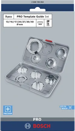 Juego de guías de plantilla Bosch PRO, 9 piezas.