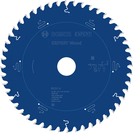 Hoja de sierra circular Bosch EXPERT Wood de 216 mm T48.