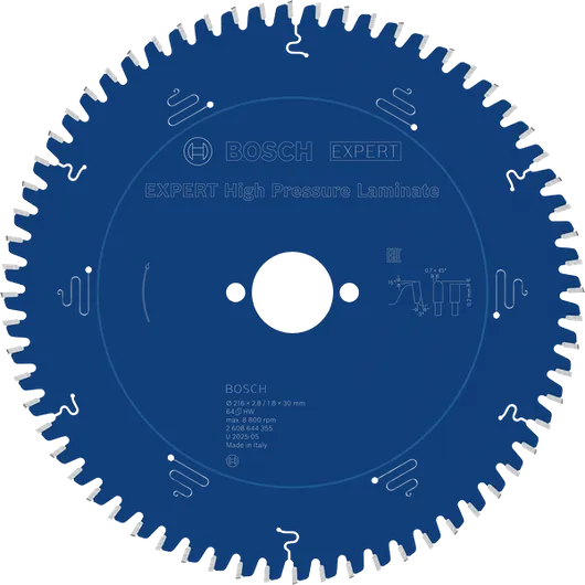 Hoja de sierra circular para laminado de alta presión Bosch EXPERT de 216 mm.