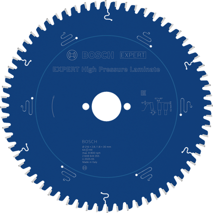Hoja de sierra circular para laminado de alta presión Bosch EXPERT de 216 mm.