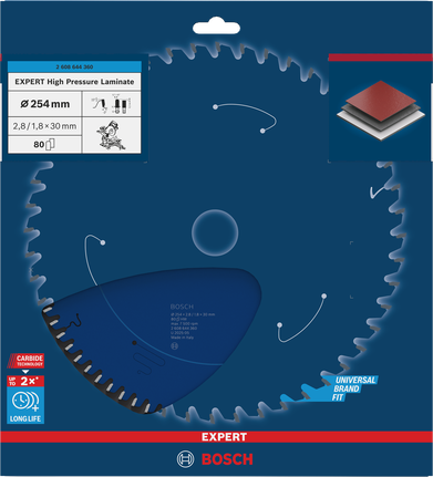 Hoja de sierra circular para laminado de alta presión Bosch EXPERT de 254 mm.