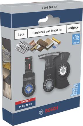 Juego de brocas Starlock para madera dura y metal de Bosch , 3 piezas.