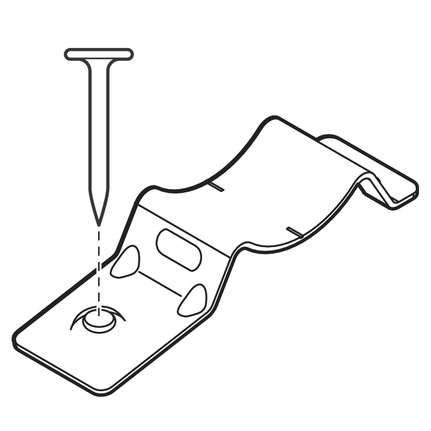 Montaje de brida para cables con clavo.