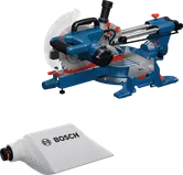 Sierra ingletadora deslizante Bosch GCM305-216S con bolsa para polvo.