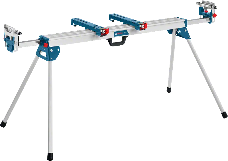 Soporte de sierra Bosch GTA 3800 con soportes ajustables.