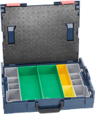 Estuche organizador Bosch L-BOXX con varios compartimentos para ordenar.