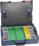 Estuche organizador Bosch L-BOXX con varios compartimentos para ordenar.
