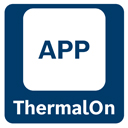 Logo de ThermalOn, con fondo azul y texto en blanco, indicando la aplicación.
