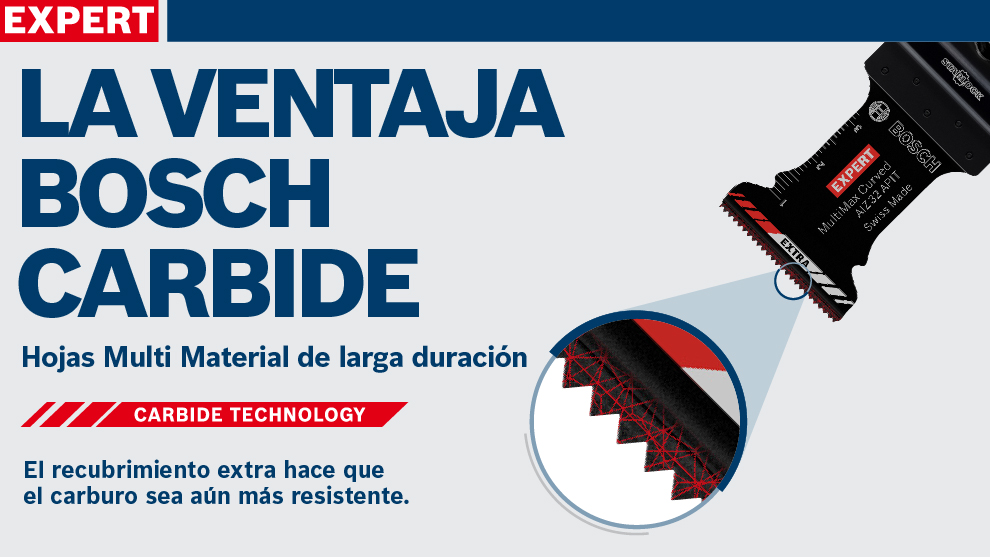 Hoja de sierra Bosch Expert para materiales múltiples, color negro y detalles en rojo.