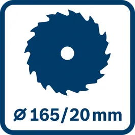 Sahanterän ja reiän halkaisija 165/20 mm 