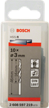 Bosch HSS-R-pitkät poranterät, 3 mm, DIN 1897, metallille.