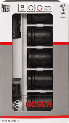 Bosch 7-osainen hylsysarja 13–24 mm.