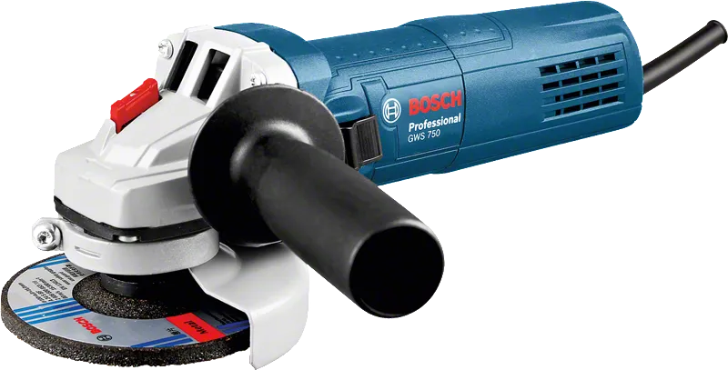 Bosch GWS 750 -kulmahiomakone ergonomisella sivukahvalla.