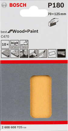 Bosch C470 hiomapaperi 70×125 mm, 10 kpl pakkaus.