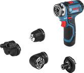 Bosch GSR 12V-15 FC akkuporakonesarja neljällä lisälaitteella.