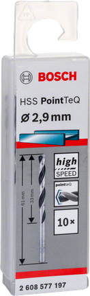 Bosch HSS PointTeQ 2,9 mm poranteräpakkaus.