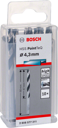 Bosch HSS PointTeQ 4,3 mm poranteräsarja.