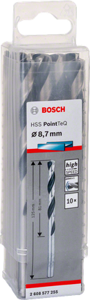 Bosch HSS PointTeQ 8,7 mm poranteräpakkaus.