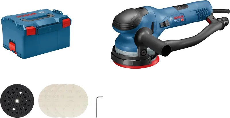 Bosch GET 55-125 epäkeskohiomakonesetti lisävarusteineen.