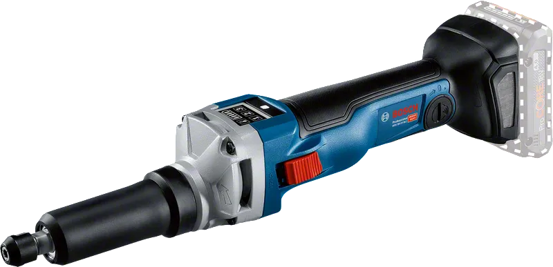Bosch GGS 18V-10 SLC akkukäyttöinen suorahiomakone kiristysholkilla.