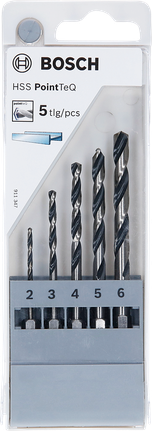 Bosch 5-osainen HSS PointTeQ -kuusiokantaporanteräsarja 2–6 mm.