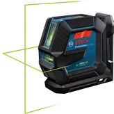 Bosch GLL 2-15 G -laservaaituslaite vihreällä säteellä.