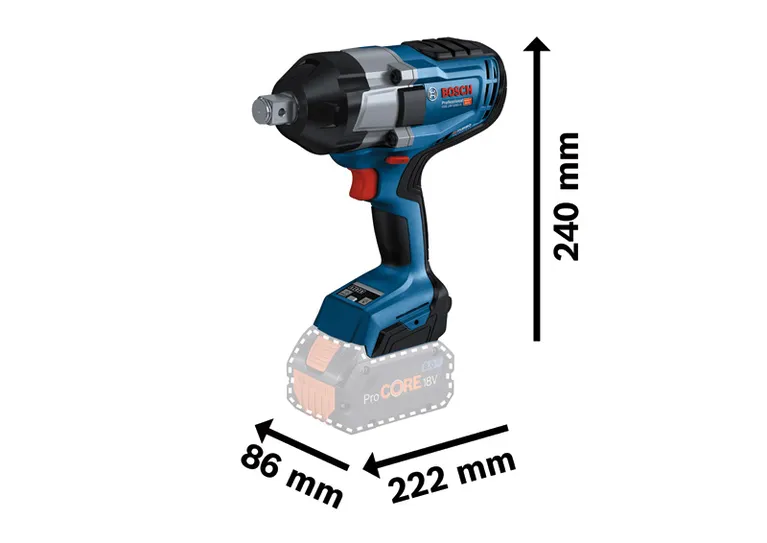 Bosch GDS 18V-1050 H akkukäyttöinen iskuruuvinväännin, maks. 1050 Nm.