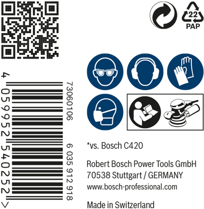 Bosch EXPERT M480 -hiomaverkon turvakuvakkeet.