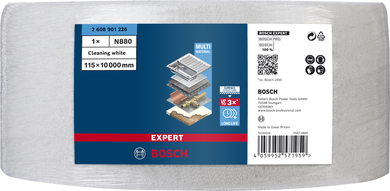 Bosch N880 fleece-rulla 115 × 10000 mm puhdistus.