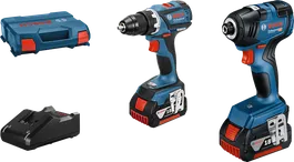 Bosch GDR 18V-200 iskuruuvinväänninsetti porakoneella ja laturilla.